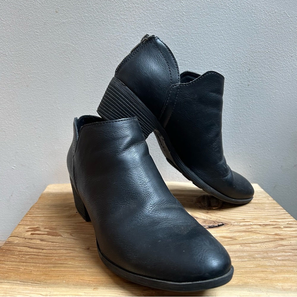 BOC High Heel Faux Leather Ankle Boots in Black